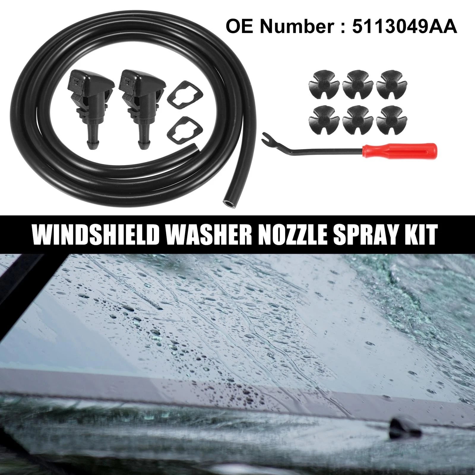 12pcs Front Windshield Washer Nozzle Kit 5113049AA for Chrysler 300C (2004–2010)
