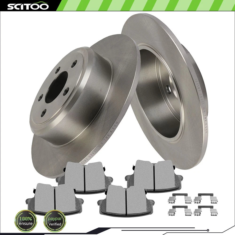 Set of 2 Rear Brake Rotors and Ceramic Pads for Dodge Charger 300