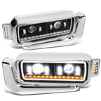 LED DRL Sequential Signal Projector Headlights for Peterbilt 359 379 389 (1981–2021)