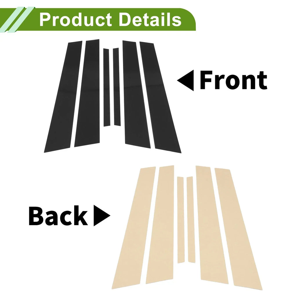 6 Pcs Door Pillar Window Trim for BMW 3-Series Black (1999-2005)