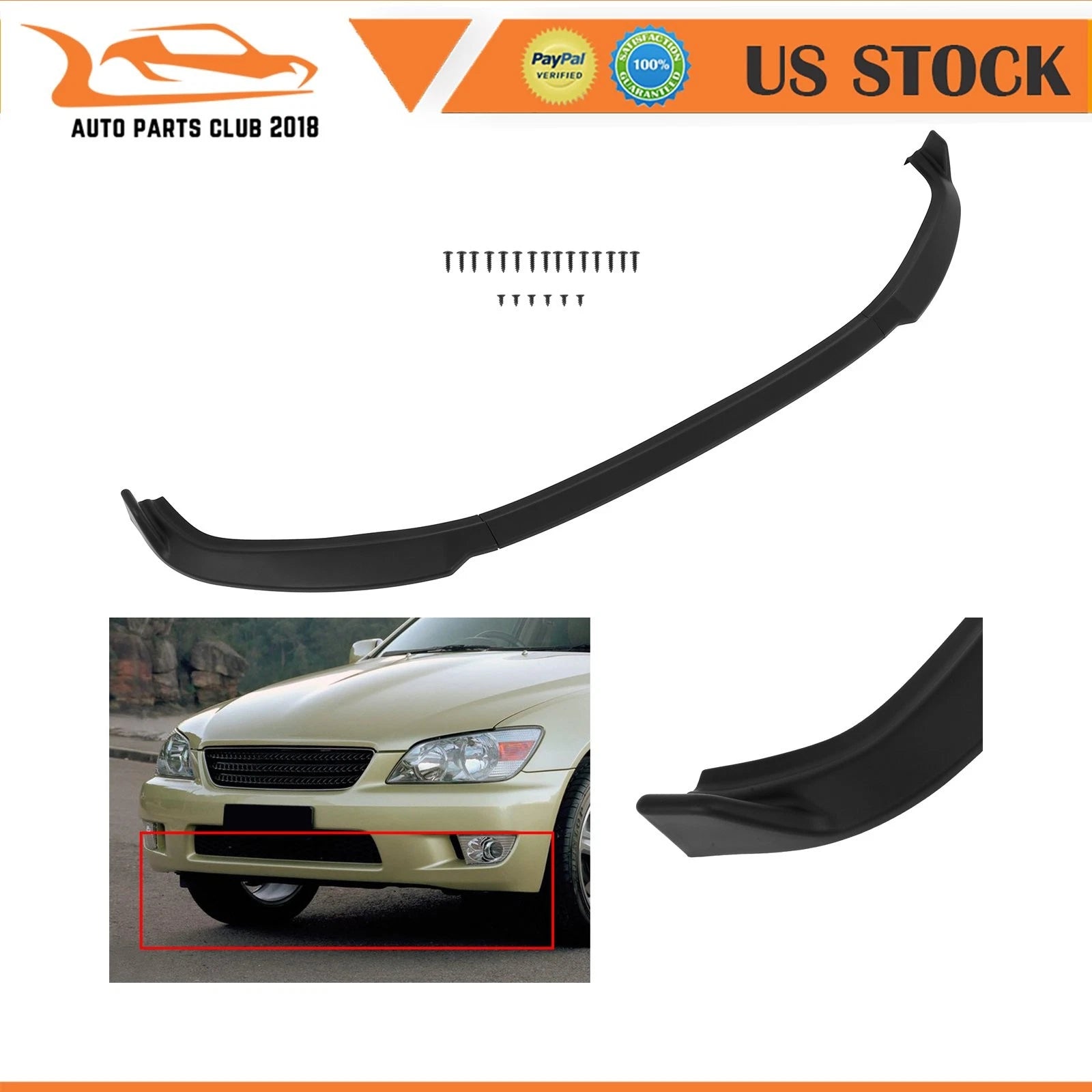 Matte Black Front Bumper Lip Spoiler for Lexus IS300 (2001–2005)