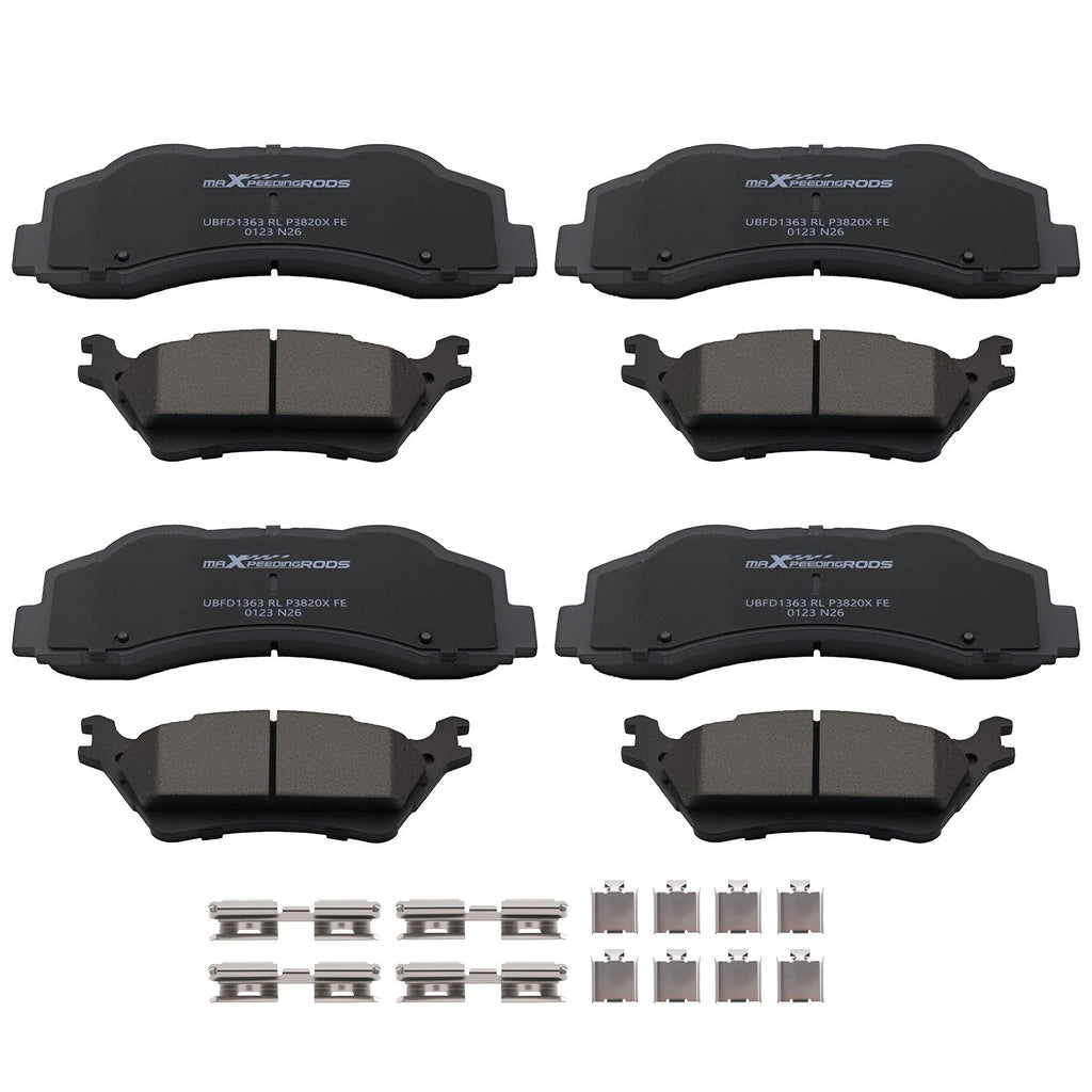 Front Rear Brake Pads Kit for Ford F-150 (2012–2020) D1414 D1602 w/Hardware