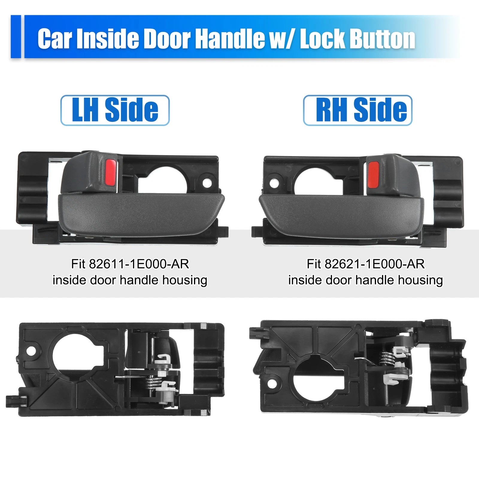 1 Pair Front Inner Door Handle for Hyundai Accent (2010–2017) 826101E000 826201E000