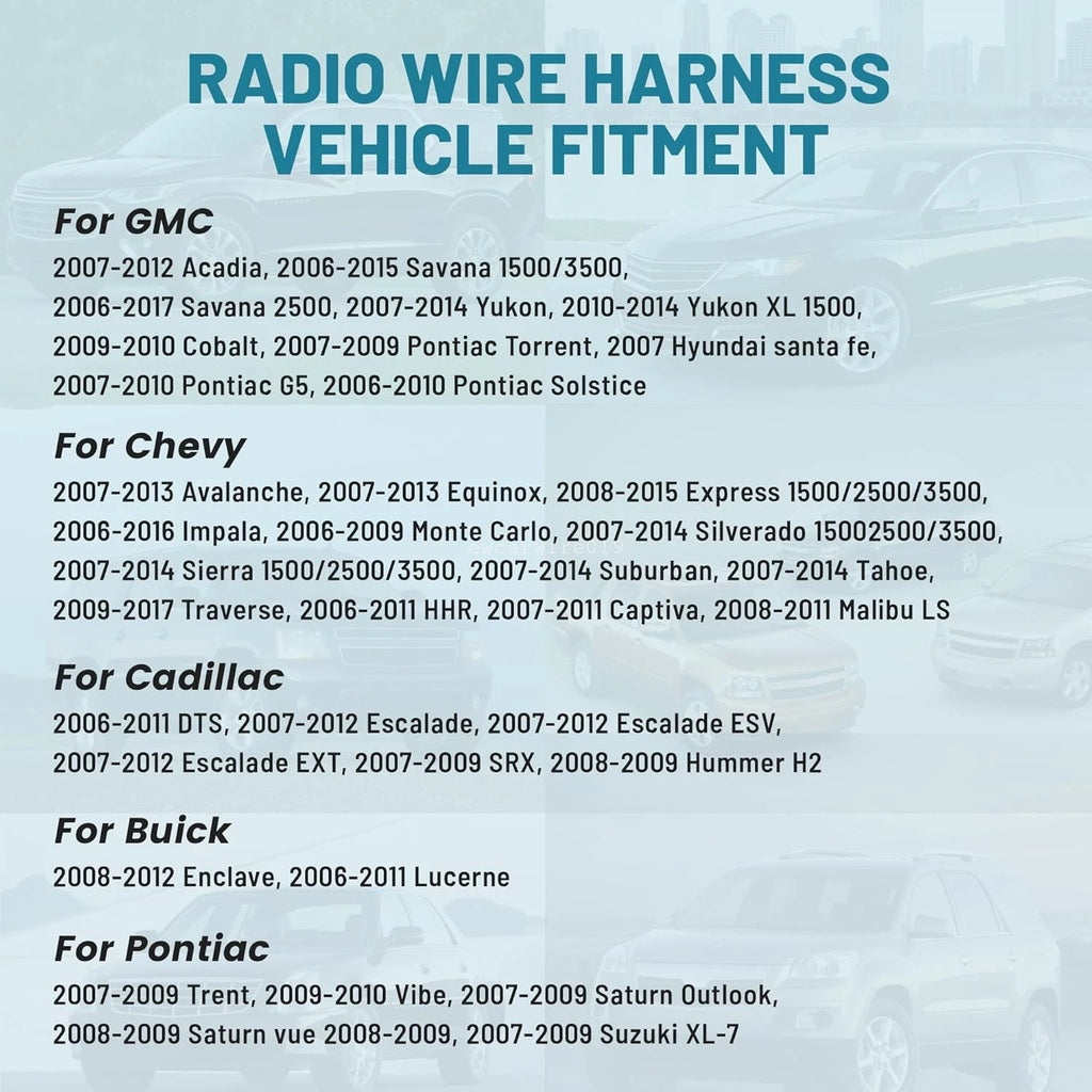 Stereo Radio Wiring Harness Adapter for Cadillac Escalade (2007–2012)