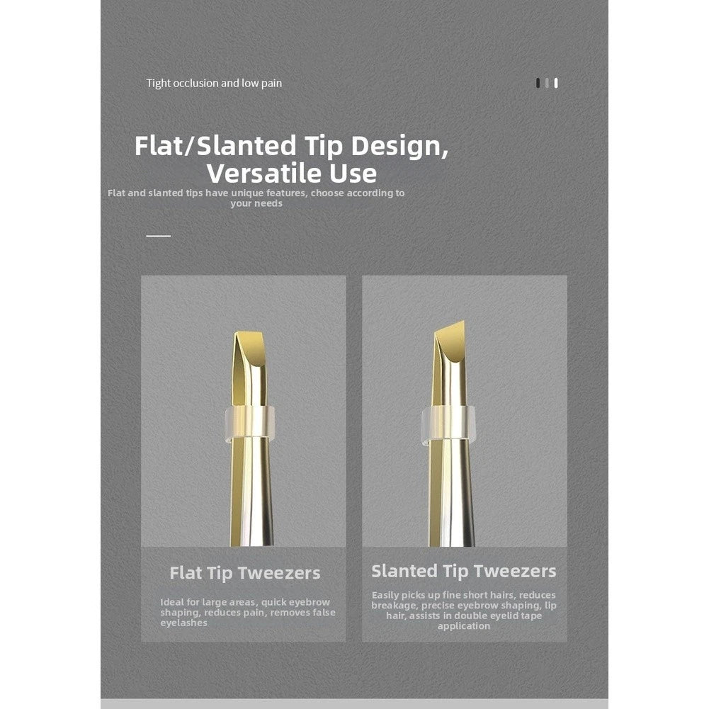 Stainless Steel Eyebrow Tweezers with Slant Tips for Easy Handling