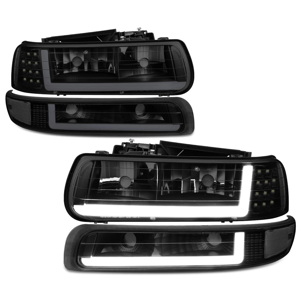 LED DRL Bumper Headlights for Chevy Silverado (1999–2002) Tinted Housing