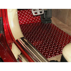 Red Powder Coated Aluminum Diamond Plate Show Floor Mats for 2004 Chevy Corvette