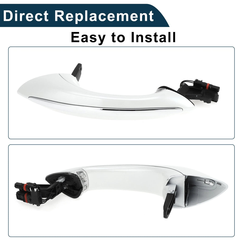 Rear Left Exterior Door Handle for BMW F07 F10 (2009–2017) No. 51217231933 White Silver Tone