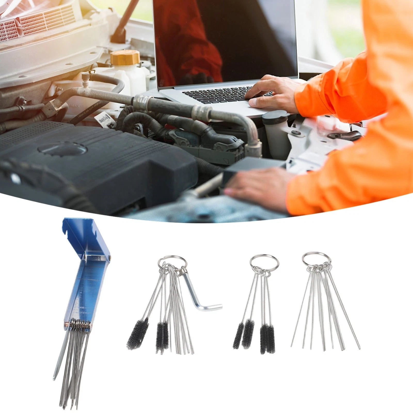 Set of 4 Engine Cleaning Brushes for Cars ATVs Motorcycles Maintenance