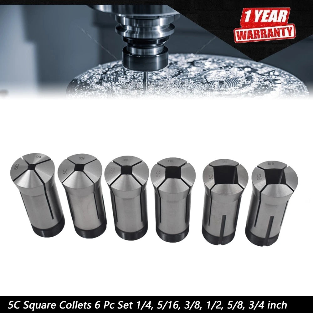 Set of 6 Square Collets for Automotive Applications (1/4" to 3/4")