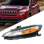 Left Headlight for Jeep Cherokee (2014–2018) Halogen with DRL Clear Lens