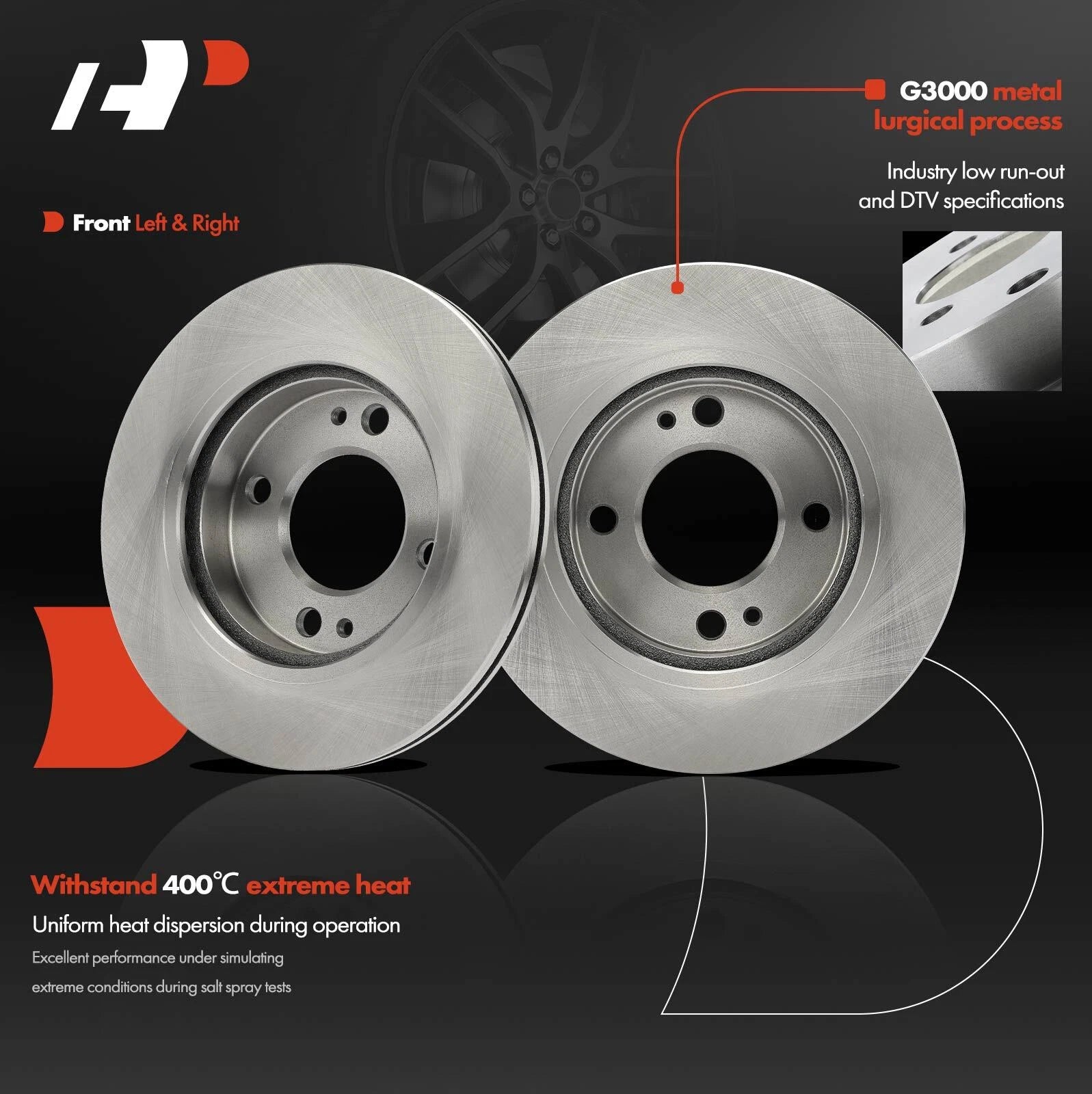 Front Disc Brake Rotors & Ceramic Pads for Mitsubishi Mirage (2014-2015)