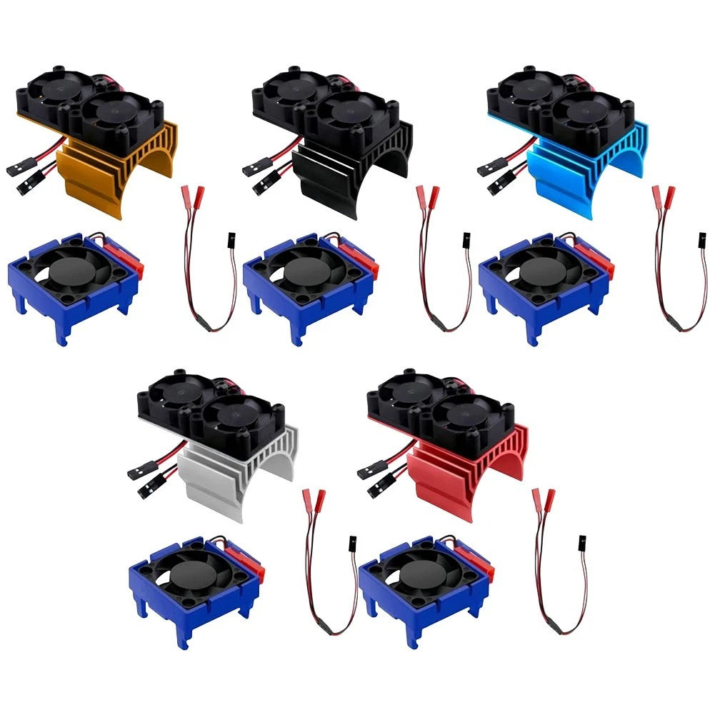 Dual Cooling Fan for Electric Car Motor and ESC (48V-6V Compatible)