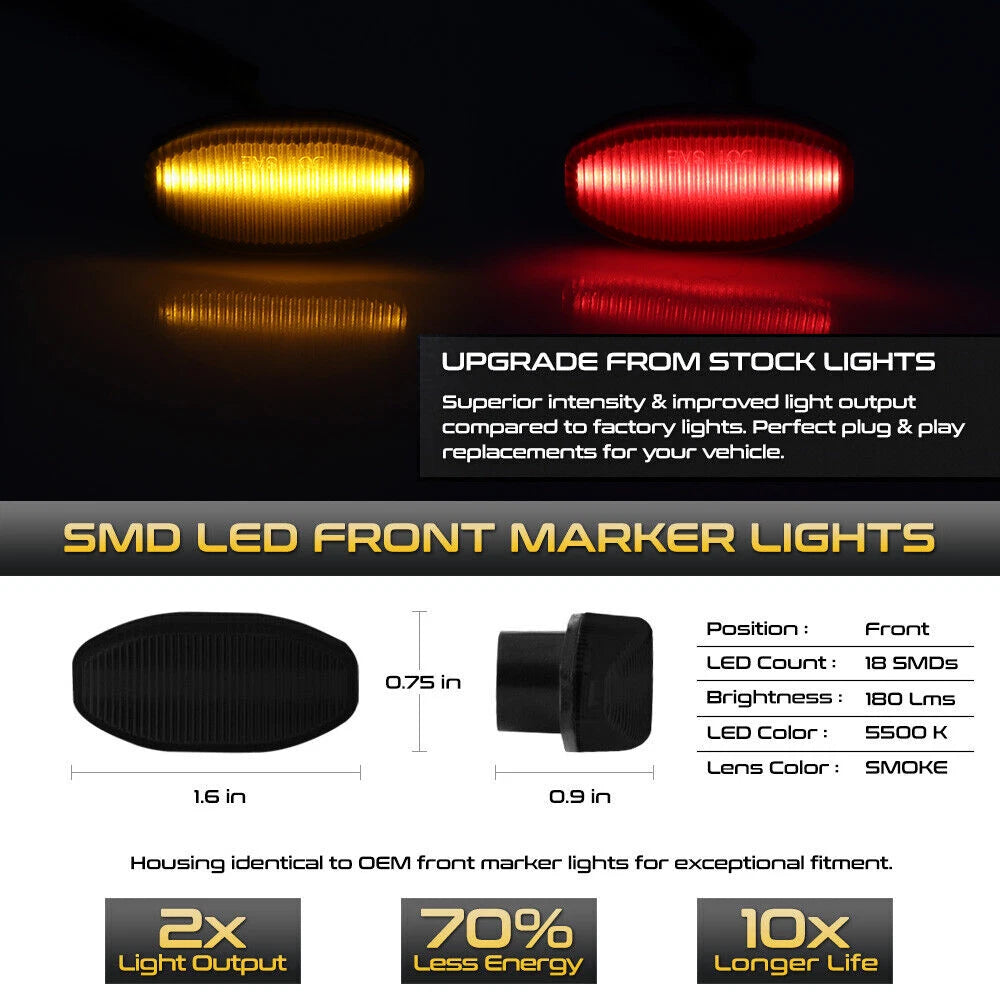 Set of 4 Smoked Lens Wheel Fender Side Marker Lights for Ford Raptor