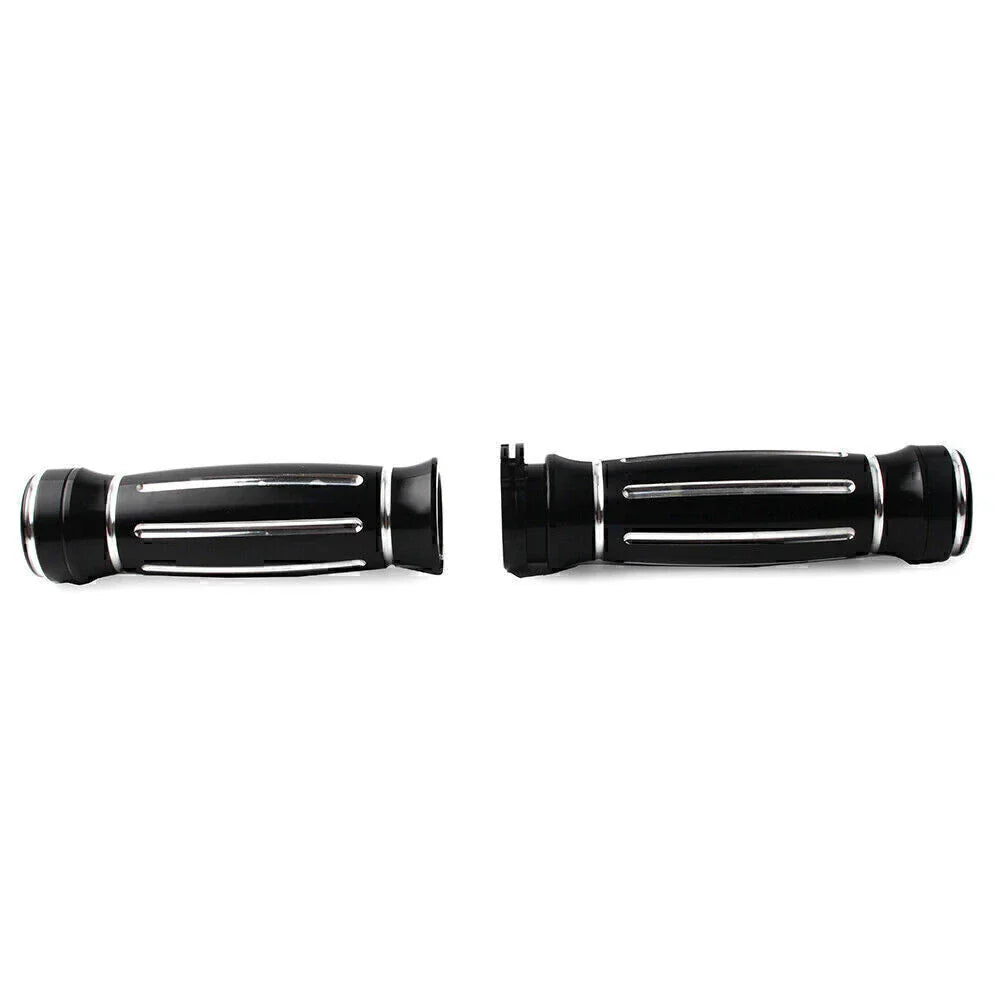 Black CNC Billet Aluminum 1" Handlebar Grips for Harley Touring