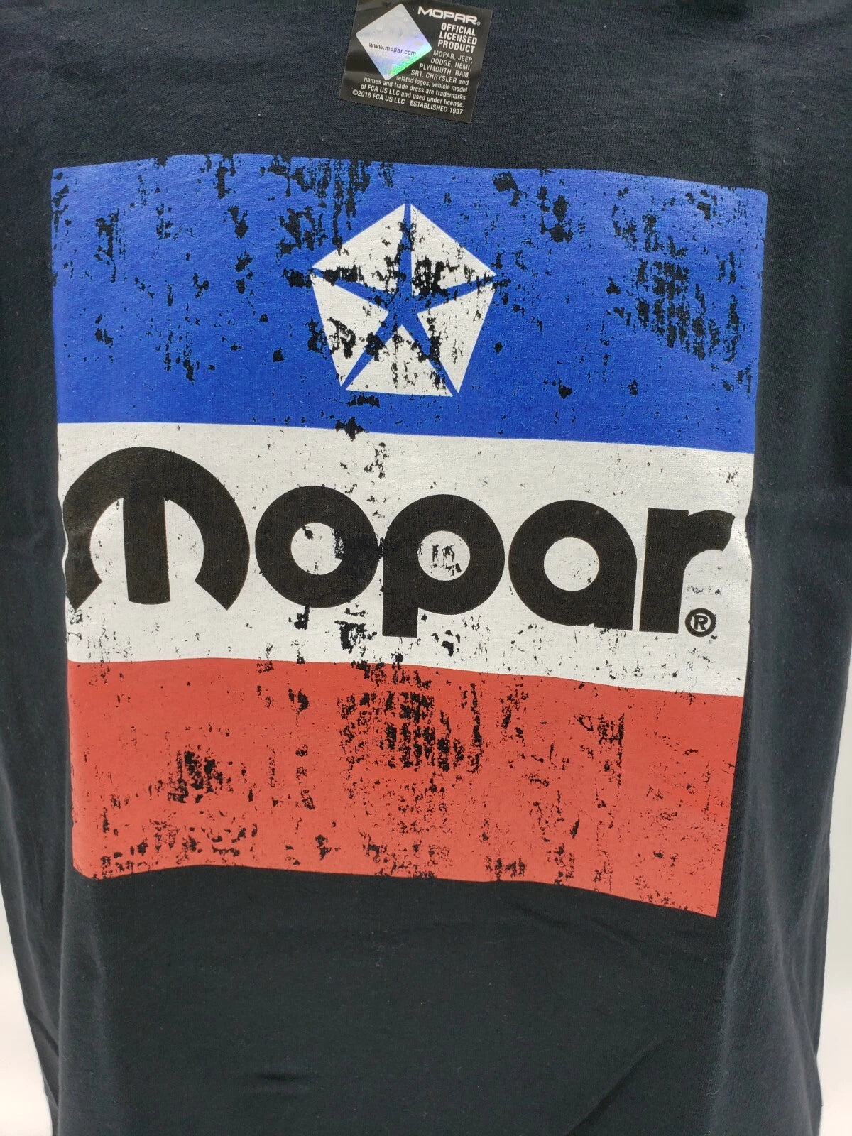 Black T-Shirt with 1972 Mopar Emblem Logo Front for Dodge Charger (1972–1972)