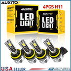 Set of 4 H11 LED Headlight Bulbs for Low Beam (120000LM, 6500K)