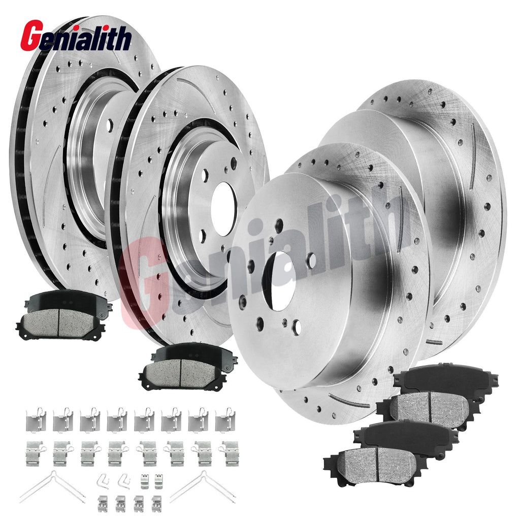 Front Rear Brake Rotors Pads Kit for Toyota Sienna Highlander RX350 RX450h