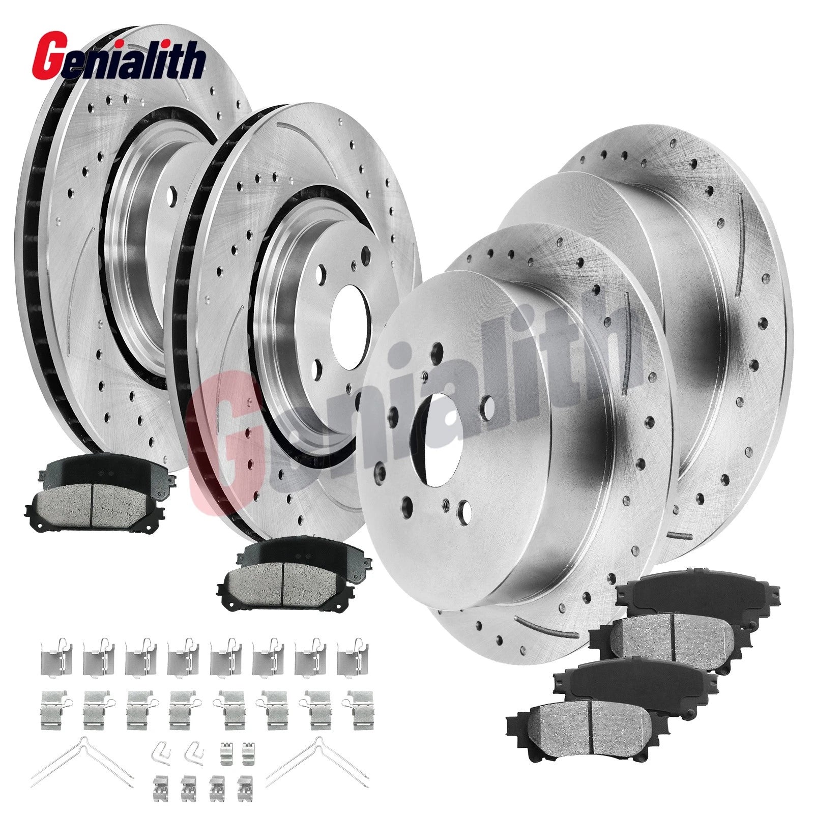 Front Rear Brake Rotors Pads Kit for Toyota Sienna Highlander RX350 RX450h