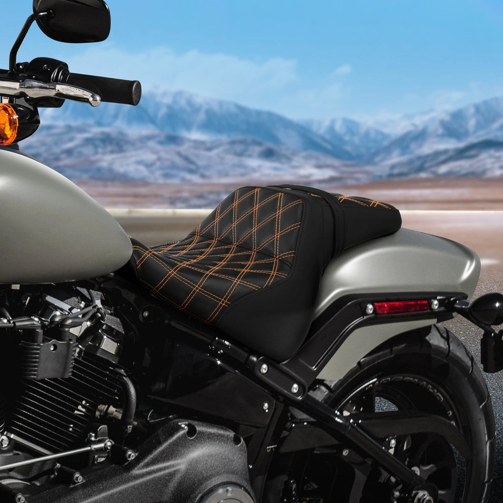 Black Orange Driver & Passenger Seat for Harley Fat Bob FXFB FXFBS (2018–2024)