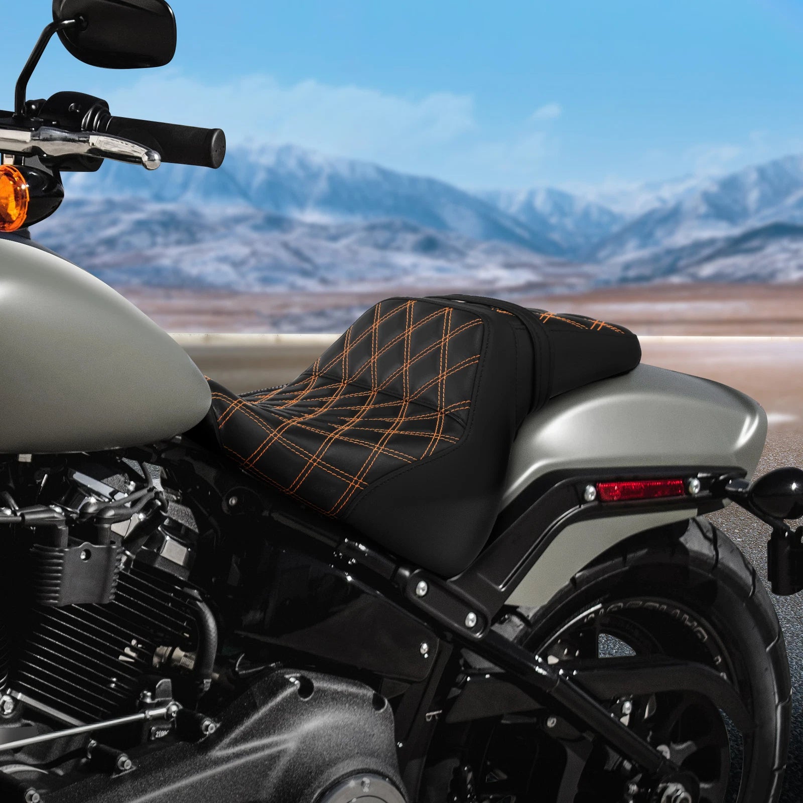 Black Orange Driver & Passenger Seat for Harley Fat Bob FXFB FXFBS (2018–2024)