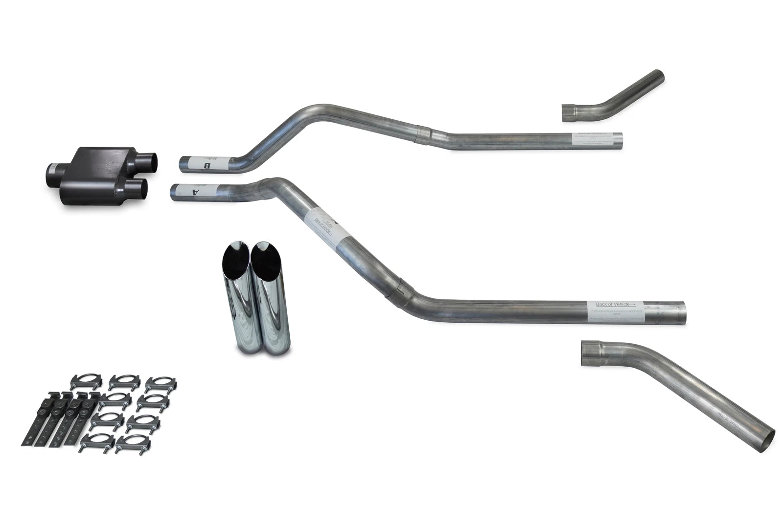 Dual Exhaust Kit for GMC Jimmy (2000–2004) 2.5" 1 Chamber Slash Tips