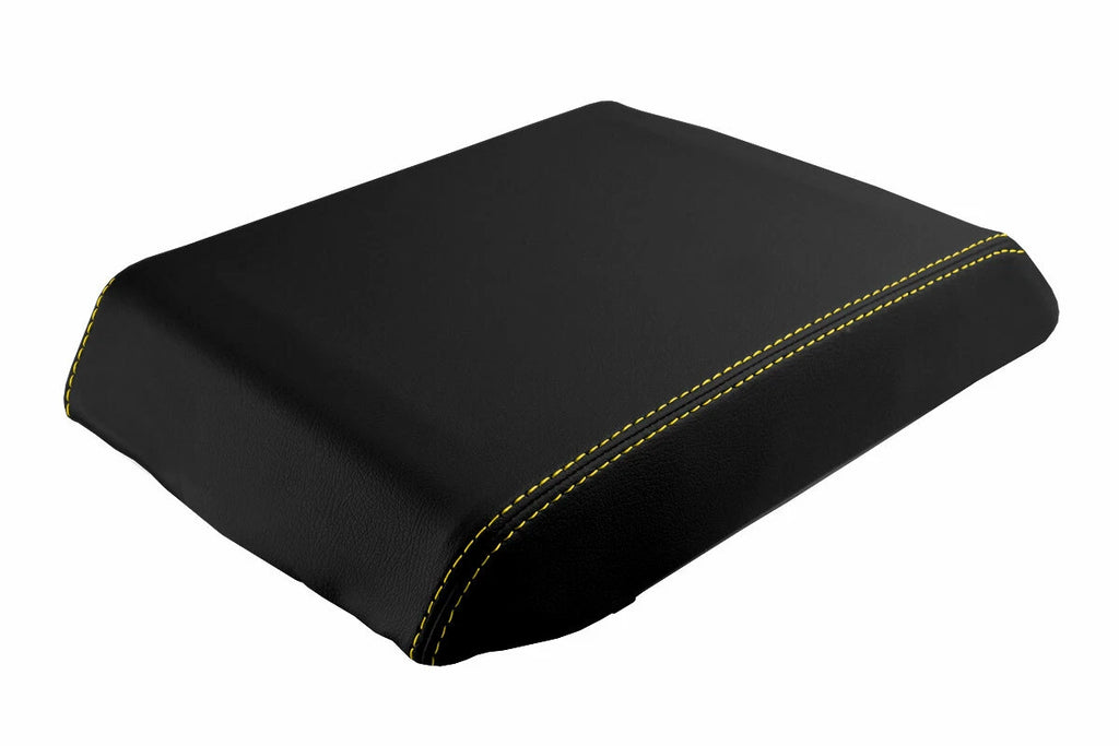 Leather Console Lid Armrest Cover for Hummer H2 (2003–2007) Yellow Stitch