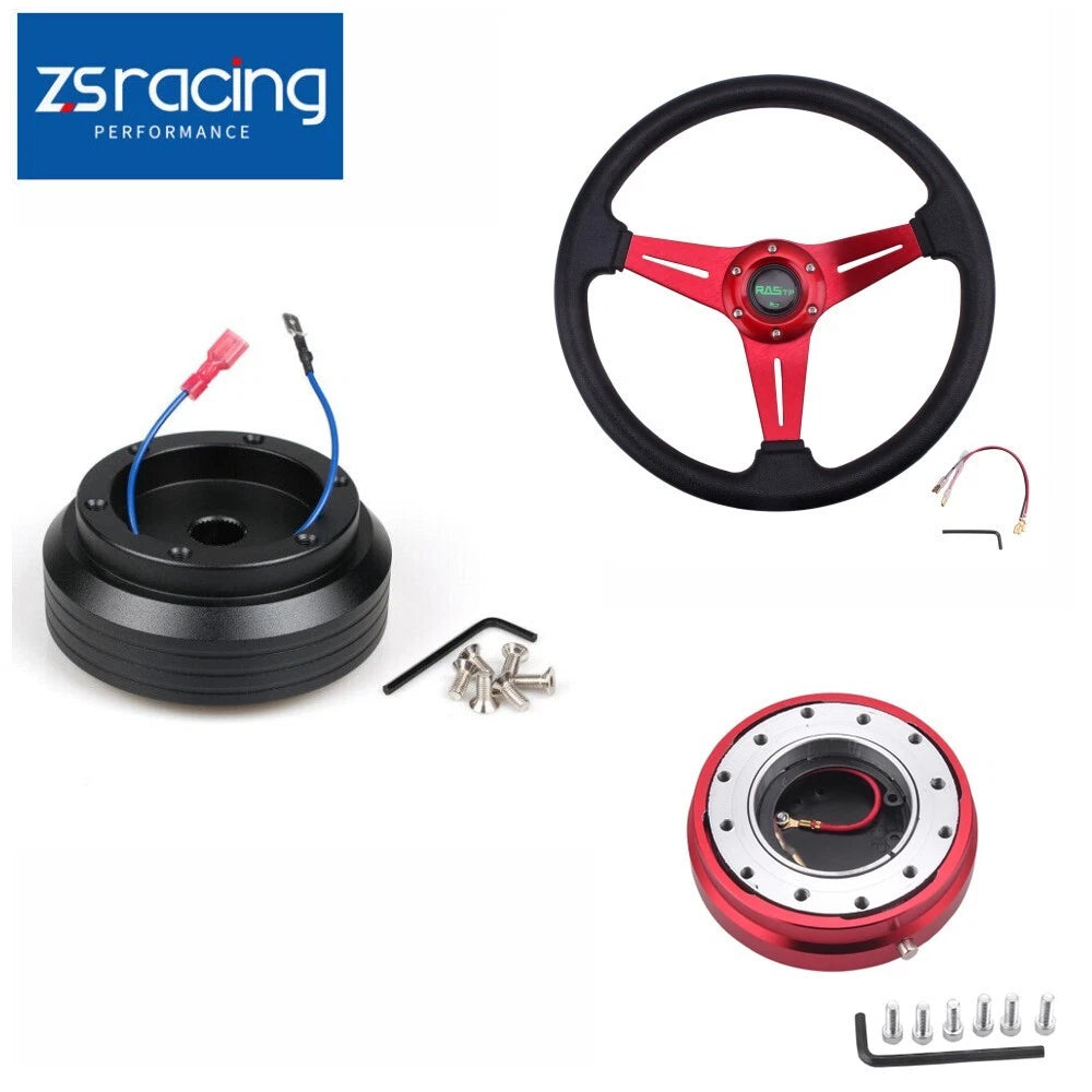 Red Steering Wheel with Slim Quick Release and Hub Adapter for Honda Civic (1996–2000)