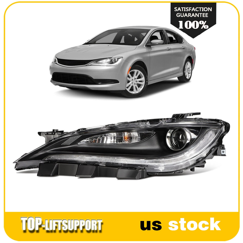 Left Halogen Headlight with LED DRL Projector for Chrysler 200 (2015–2017)