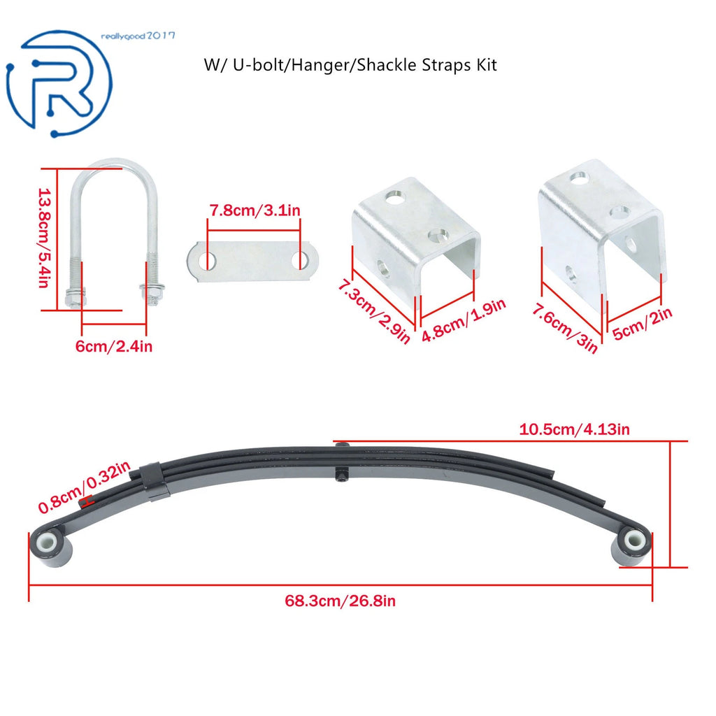 3 Leaf Spring for 4000lb Single Trailer Axle Suspension Kit