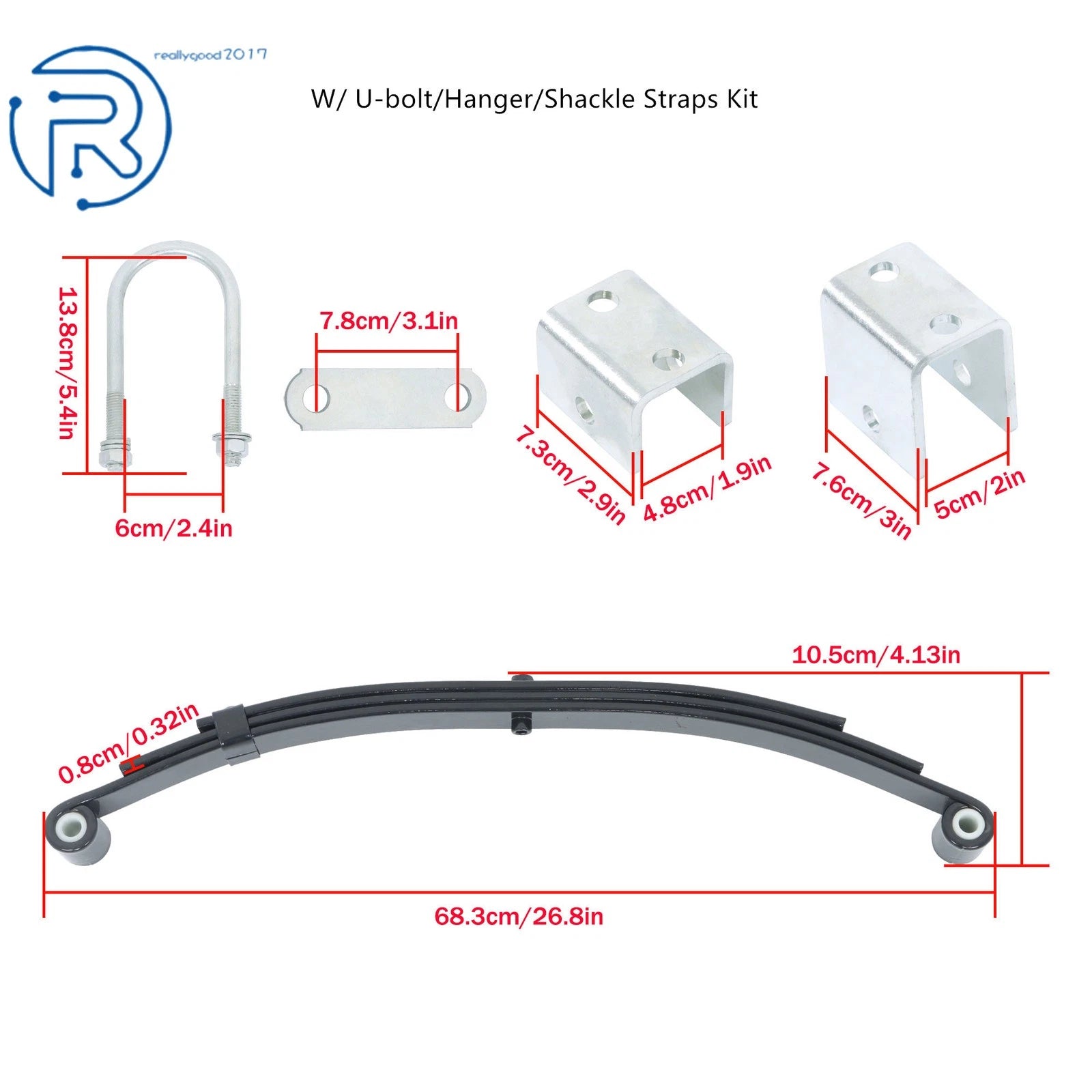 3 Leaf Spring for 4000lb Single Trailer Axle Suspension Kit