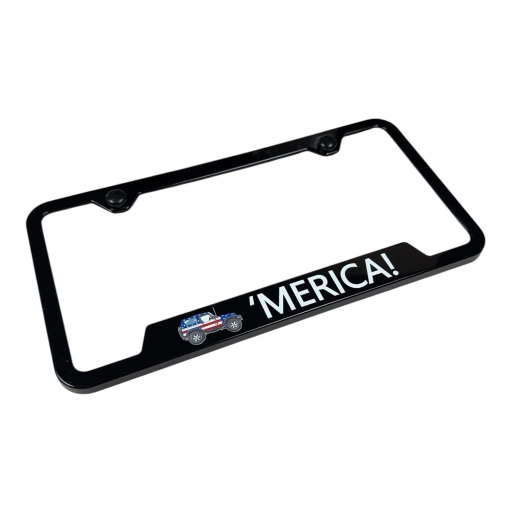 License Plate Frame Script Black Plastic Notched for Jeep Wrangler (2007–2026)