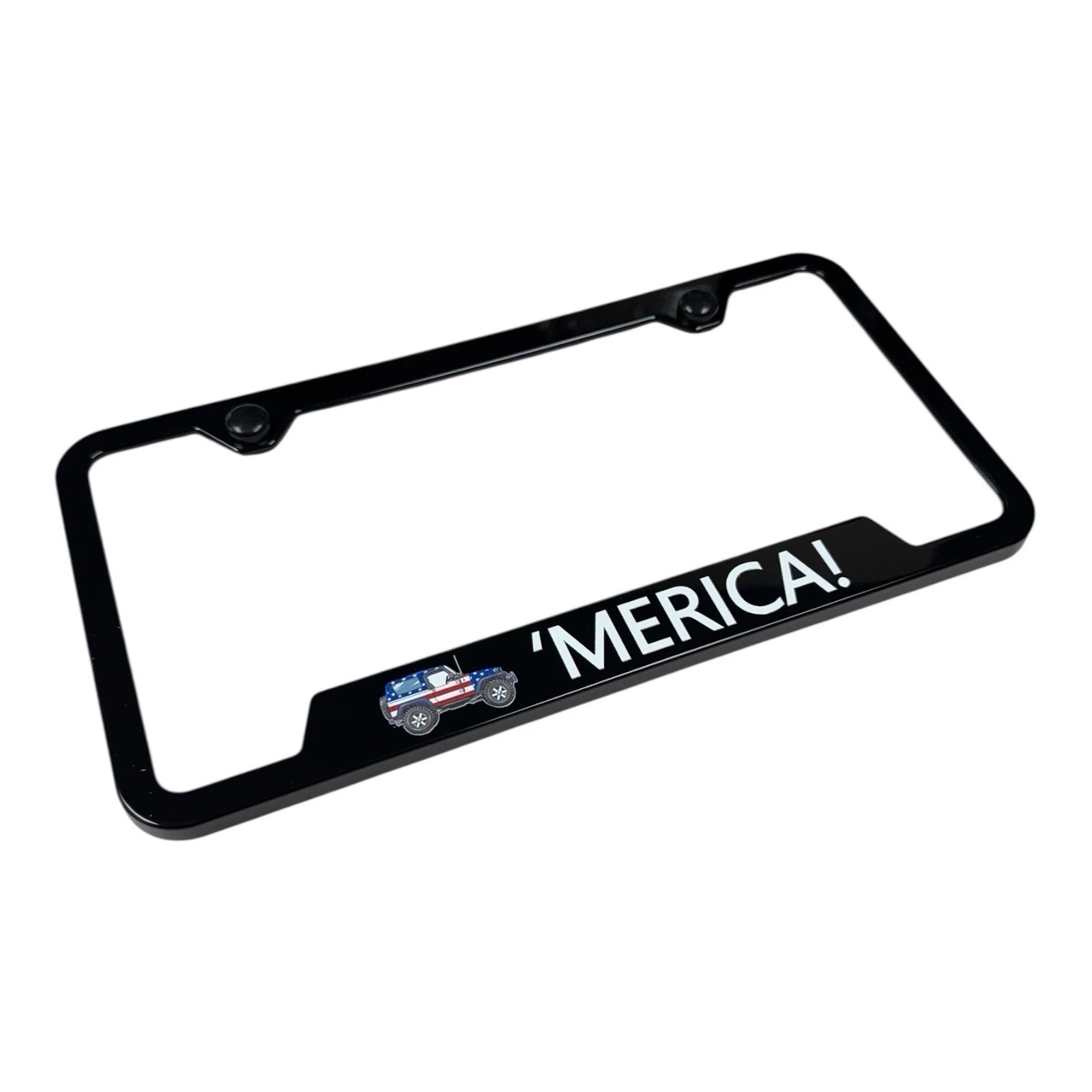 License Plate Frame Script Black Plastic Notched for Jeep Wrangler (2007–2026)