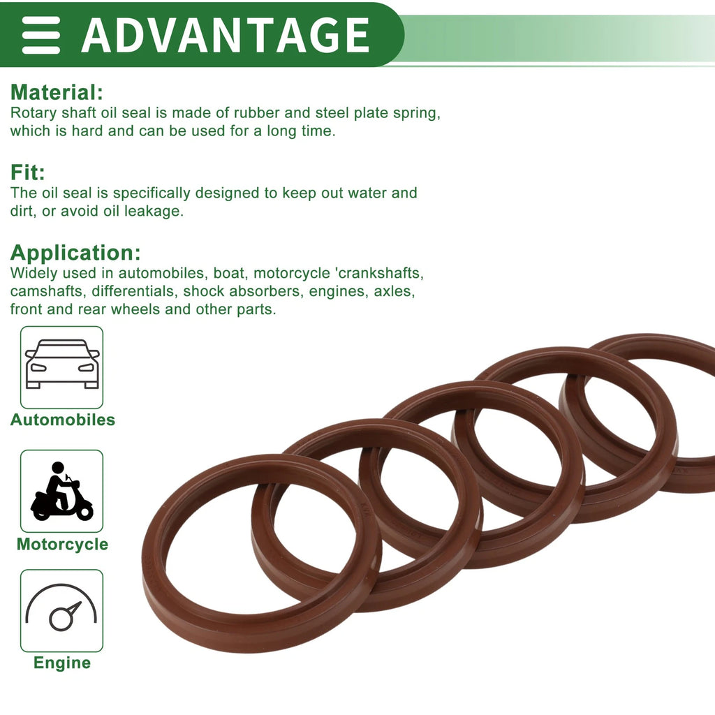 Set of 5 Oil Seal Rotary Shaft Seal FKM Rubber 40x48x5.5mm