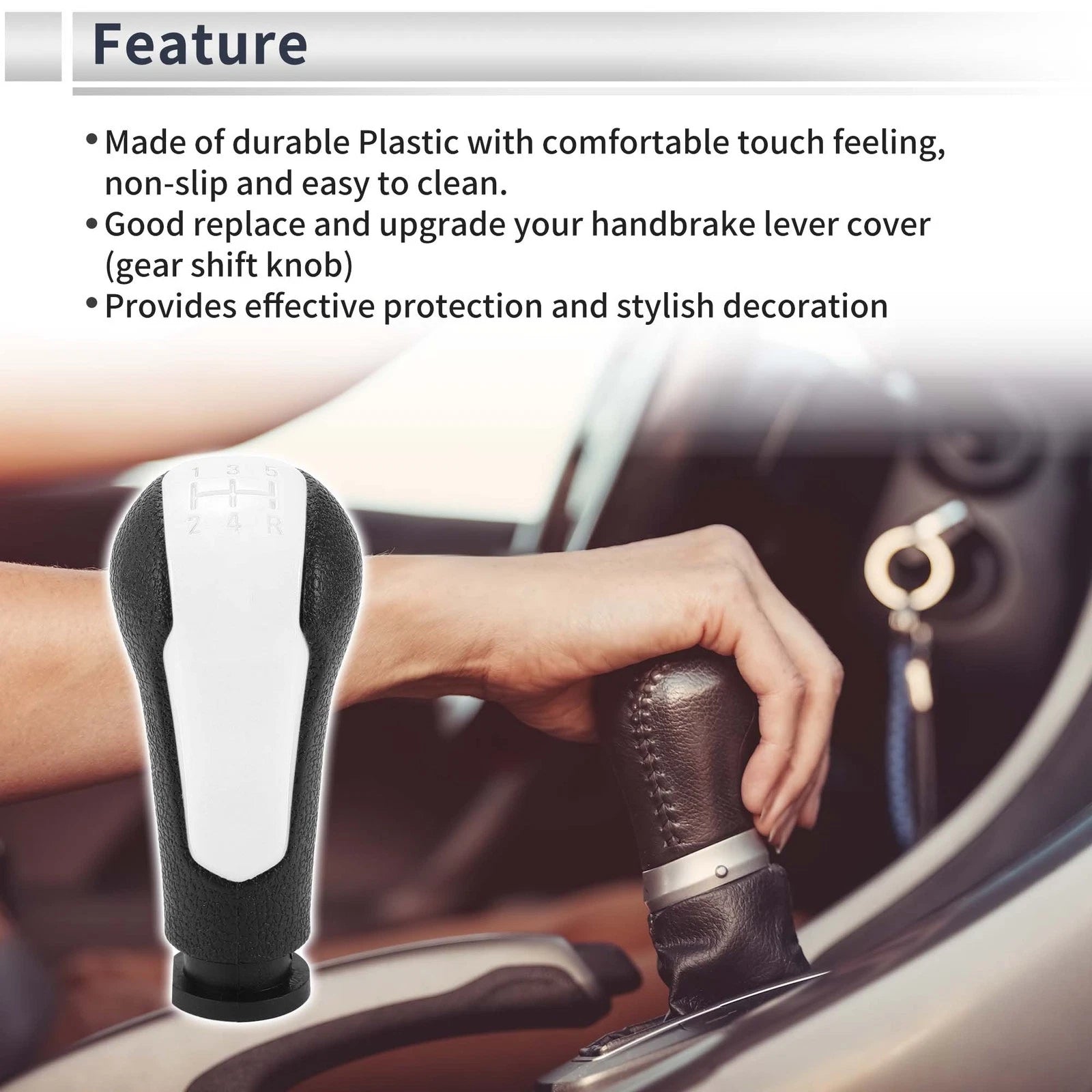5 Speed Shift Knob for Chevrolet Spark (2013–2022) White Black