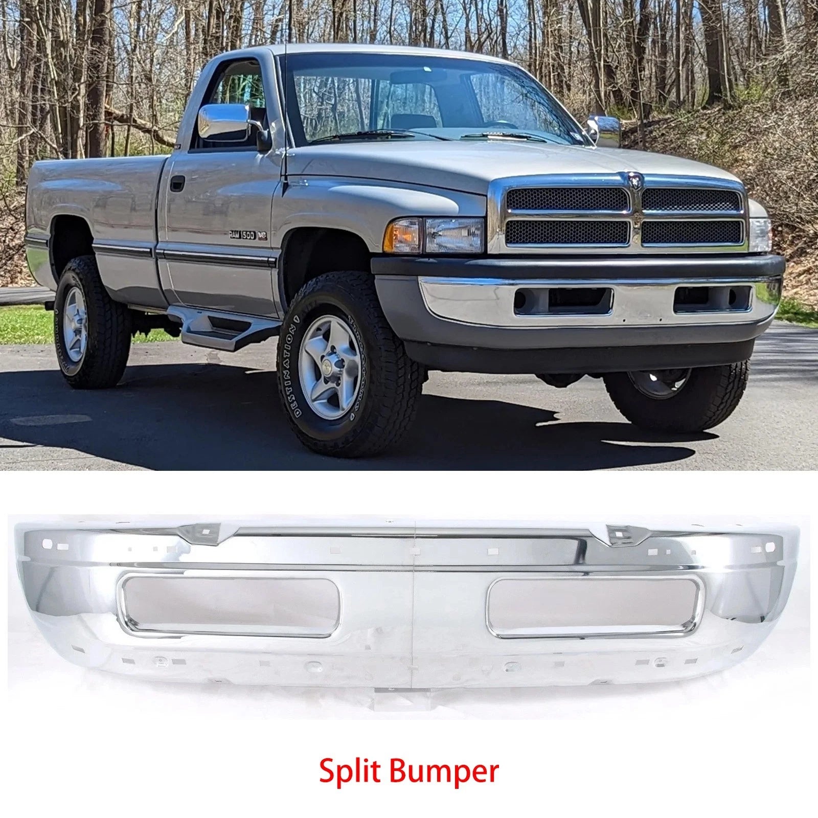 Chrome Steel Front Bumper for Dodge Ram 1500 1994–2001, Ram 2500/3500 1994–2002
