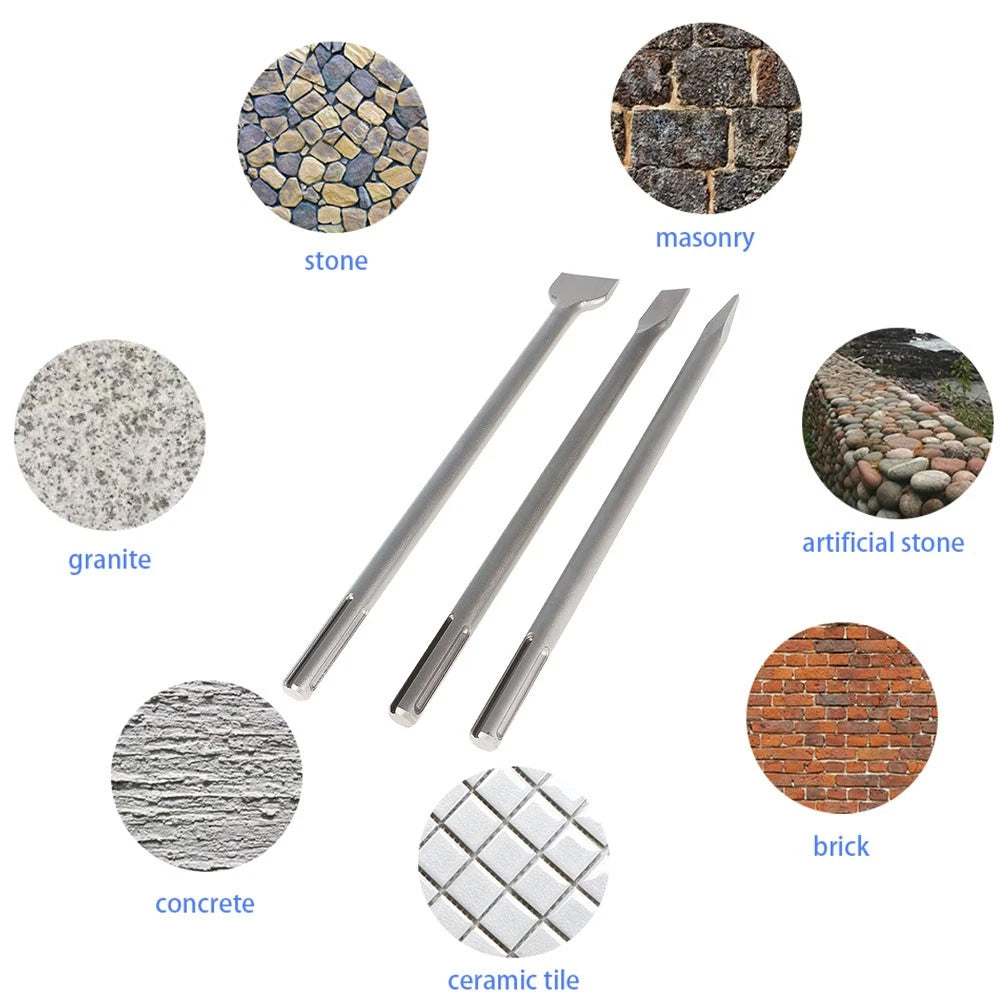 Set of 4 16" SDS Max Bits for Long-Point Chisel