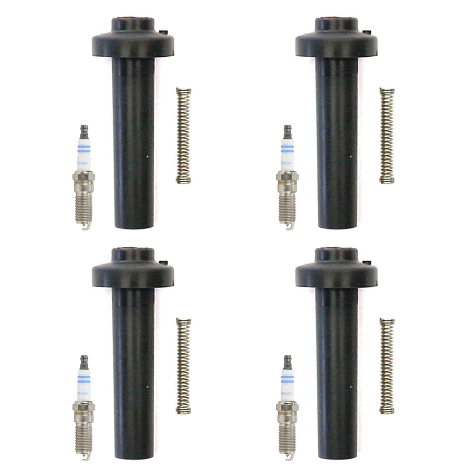 Set of 4 Bosch Platinum Spark Plugs & Denso Ignition Coil Boot Kit for Cobalt Malibu (2005–2010)