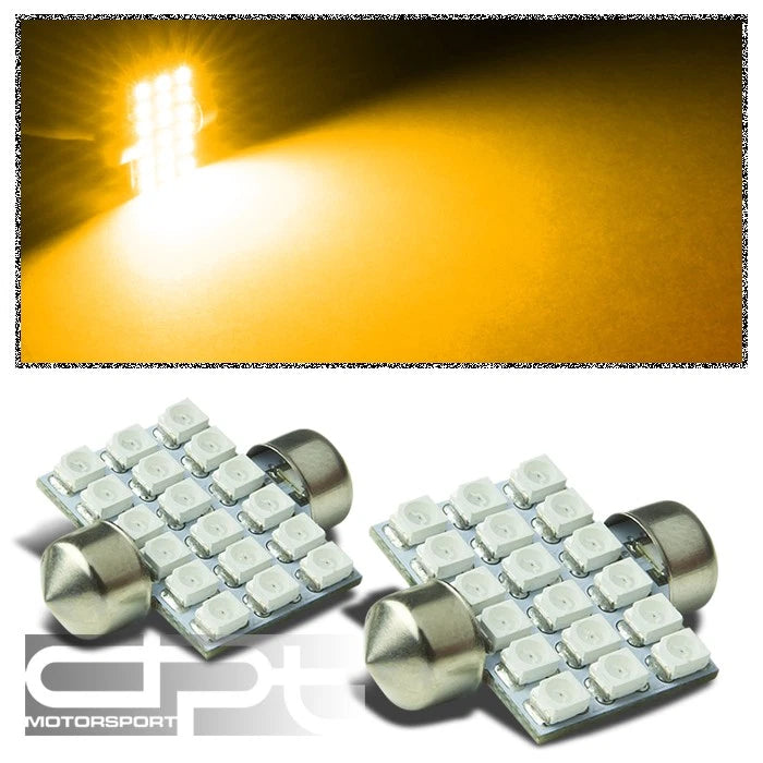 2X 11X31MM 18SMD 3528 12V Bright Amber LED Dome/Trunk Light for