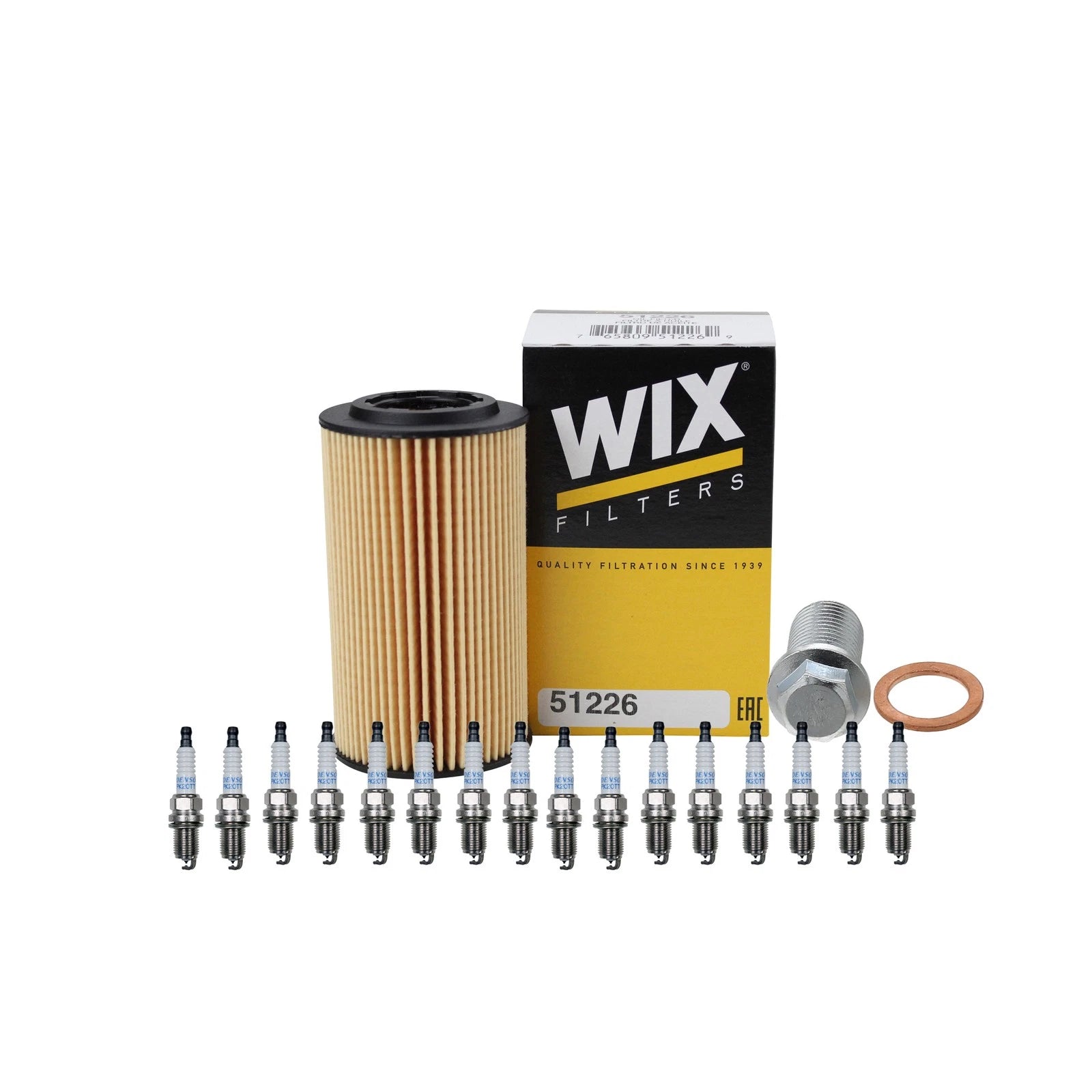Wix Engine Oil Filter & Denso 16 Platinum TT Spark Plugs Kit for Mercedes C209 CLK55 AMG (2003–2006)