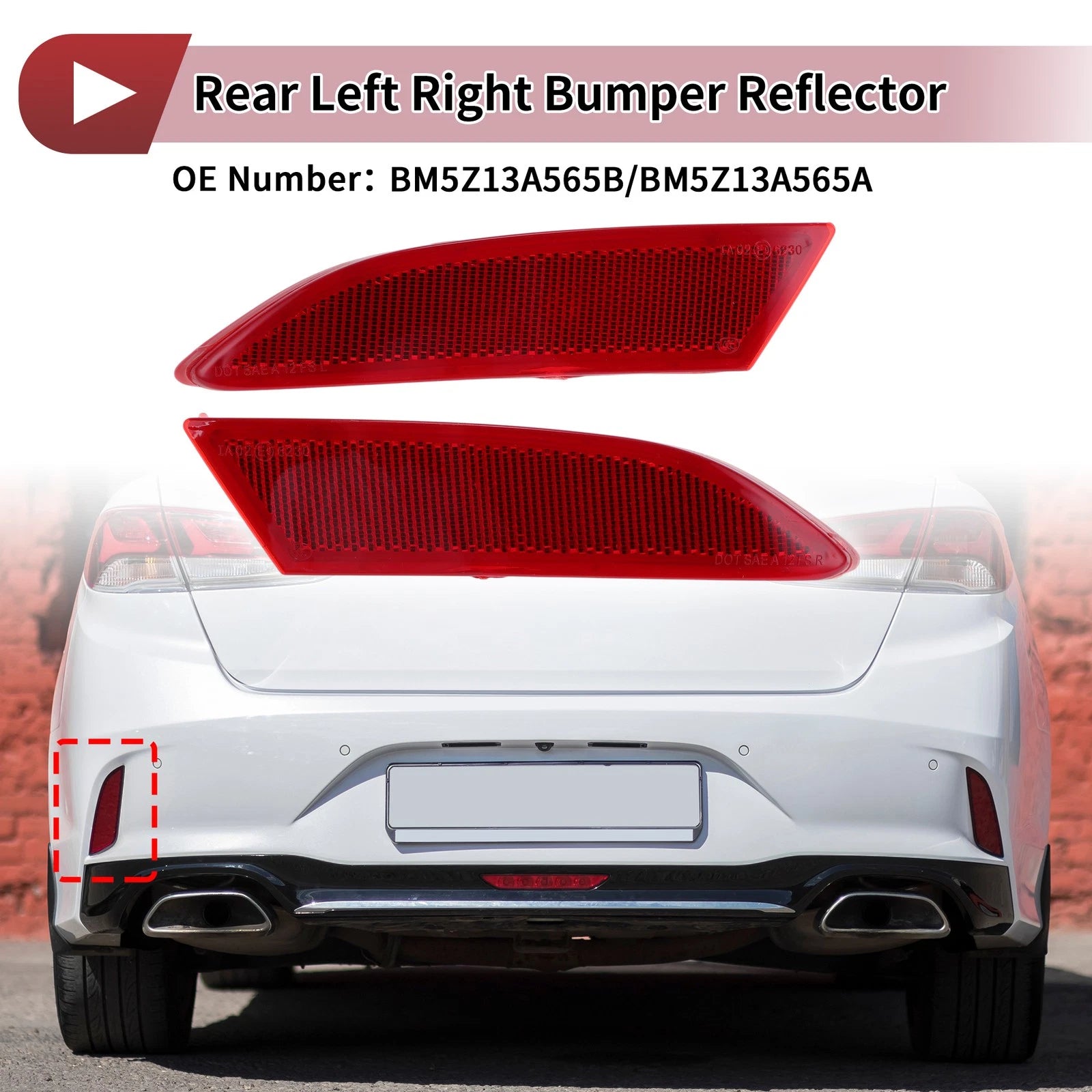 Set of 2 Rear Bumper Reflectors for Ford Focus (2012–2018) No.BM5Z13A565B