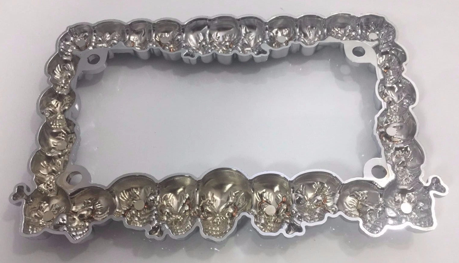 License Plate Frame Holder for Harley Davidson Chrome Skull Metal (Universal)