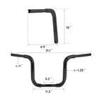 10" Rise 1 1/4" Ape Hanger Handlebar for Harley FLST FXST Sportster 883 1200