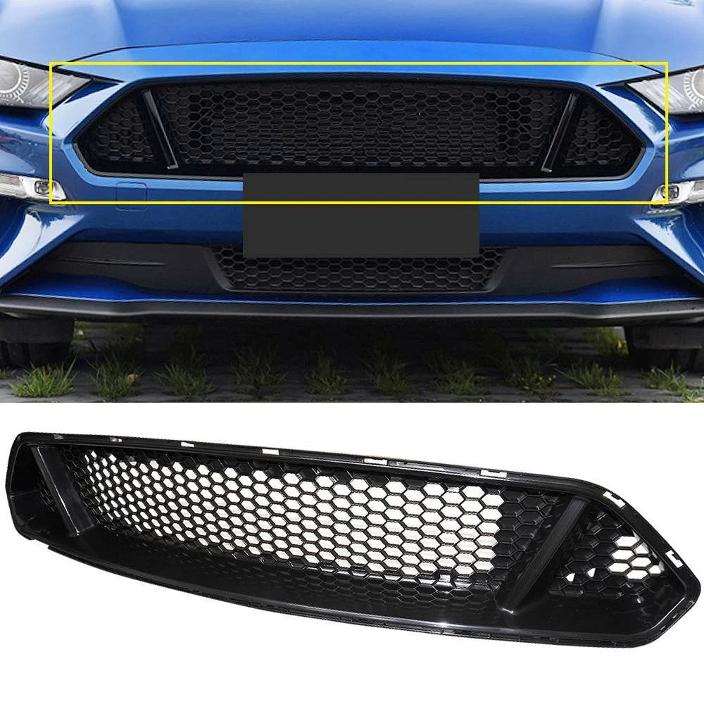 Front Upper Grille Mesh for Ford Mustang (2018–2021) Black Honeycomb ABS