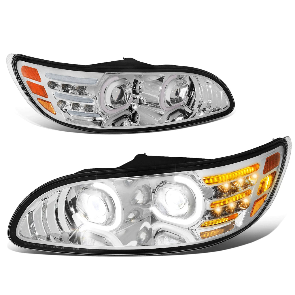 LED DRL Turn Signal Projector Headlight Lamp Chrome for Peterbilt 325-387 (1999–2020)