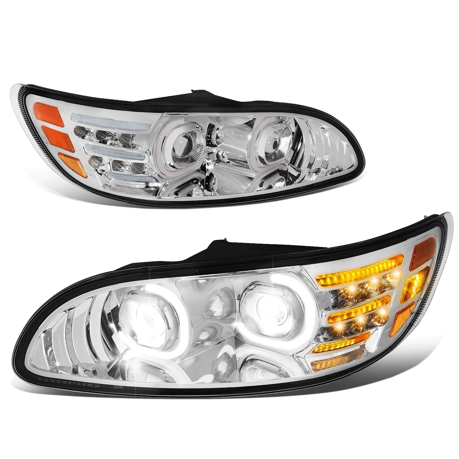 LED DRL Turn Signal Projector Headlight Lamp Chrome for Peterbilt 325-387 (1999–2020)