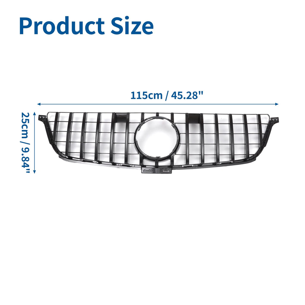 Front Upper Bumper Grille for Mercedes-Benz ML63 AMG (2012–2015) Black