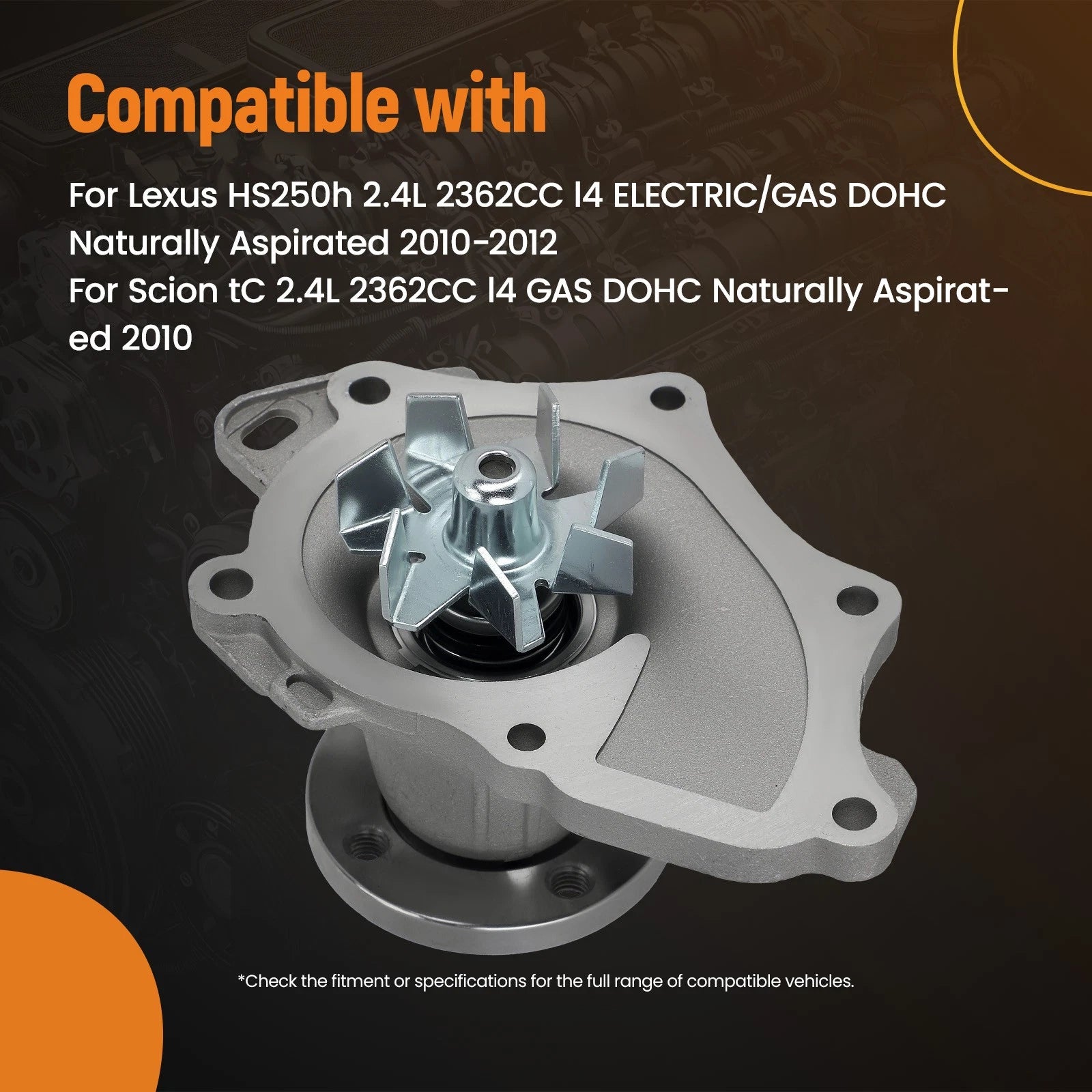 Coolant Water Pump Assembly with Thermostat for Scion tC 2.4L (2010) AW9414