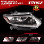 Right Passenger Side Halogen Headlight Assembly for Nissan Rogue (2014–2016)
