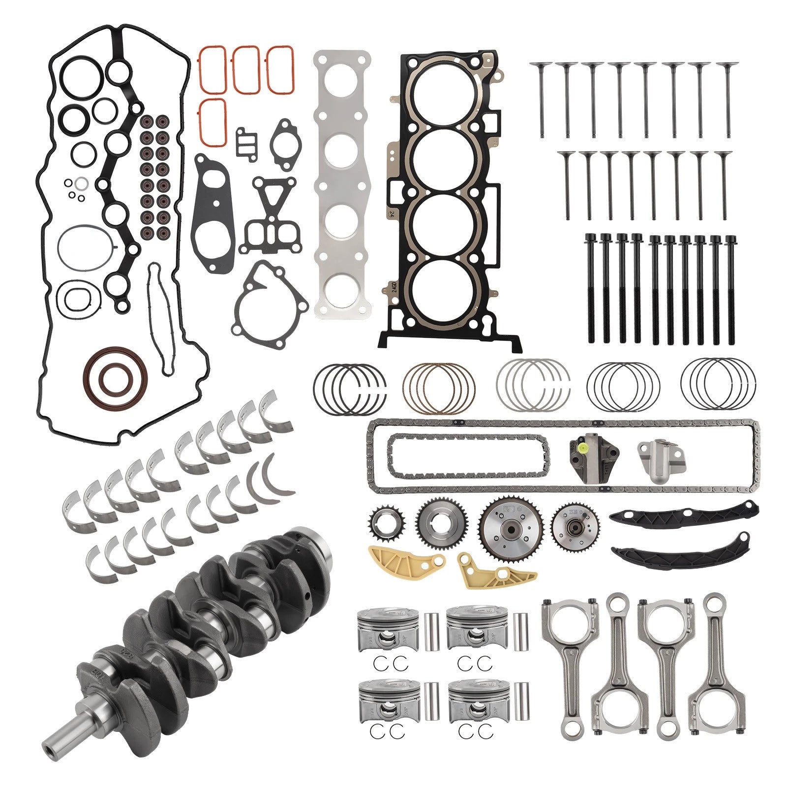 Engine Rebuild Kit w/ Crankshaft & Timing Kit for Hyundai KIA (G4KH 2.0T)